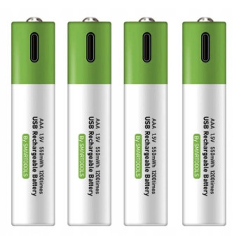 WIELOKROTNE BATERIE PALUSZKI AKUMULATORKI AAA 4 SZT ŁADOWANE KABLEM USB-C