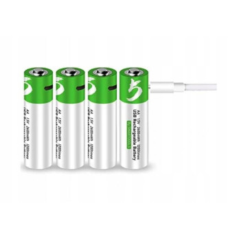 WIELOKROTNE BATERIE PALUSZKI AKUMULATORKI AA 4 SZT ŁADOWANE KABLEM USB-C