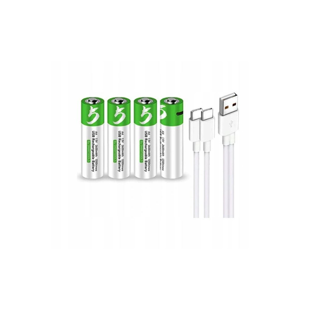 WIELOKROTNE BATERIE PALUSZKI AKUMULATORKI AA 4 SZT ŁADOWANE KABLEM USB-C