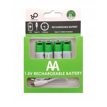 WIELOKROTNE BATERIE PALUSZKI AKUMULATORKI AA 4 SZT ŁADOWANE KABLEM USB-C