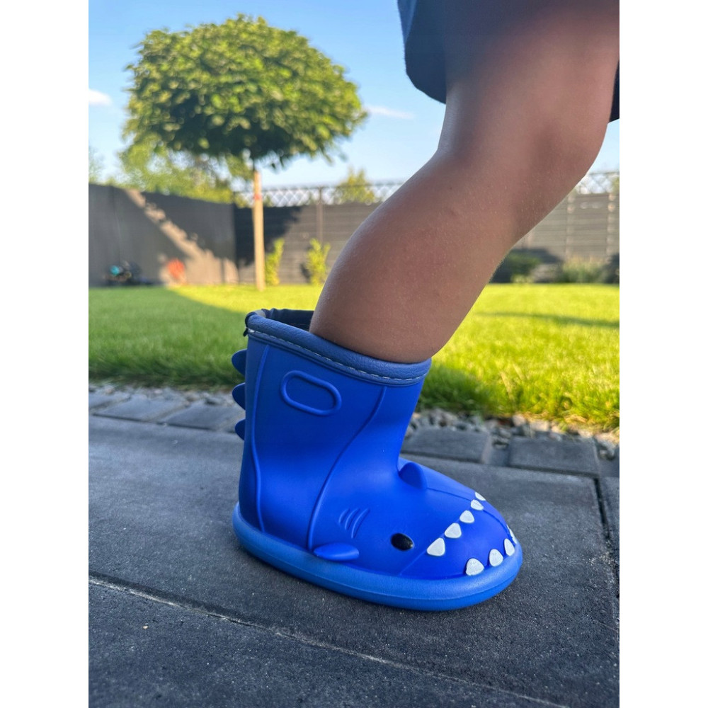 KALOSZE DZIECIĘCE REKINY SHARK GUMOWE BUTY wkładka 14 cm 23-24 RÓŻOWE