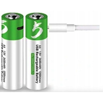 WIELOKROTNE BATERIE PALUSZKI AKUMULATORKI AA 2 SZT ŁADOWANE KABLEM USB-C