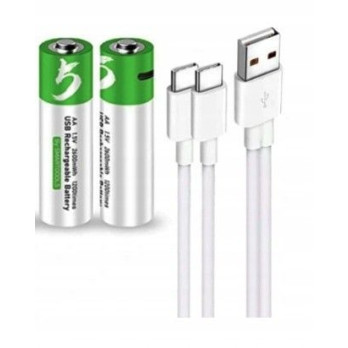 WIELOKROTNE BATERIE PALUSZKI AKUMULATORKI AA 2 SZT ŁADOWANE KABLEM USB-C
