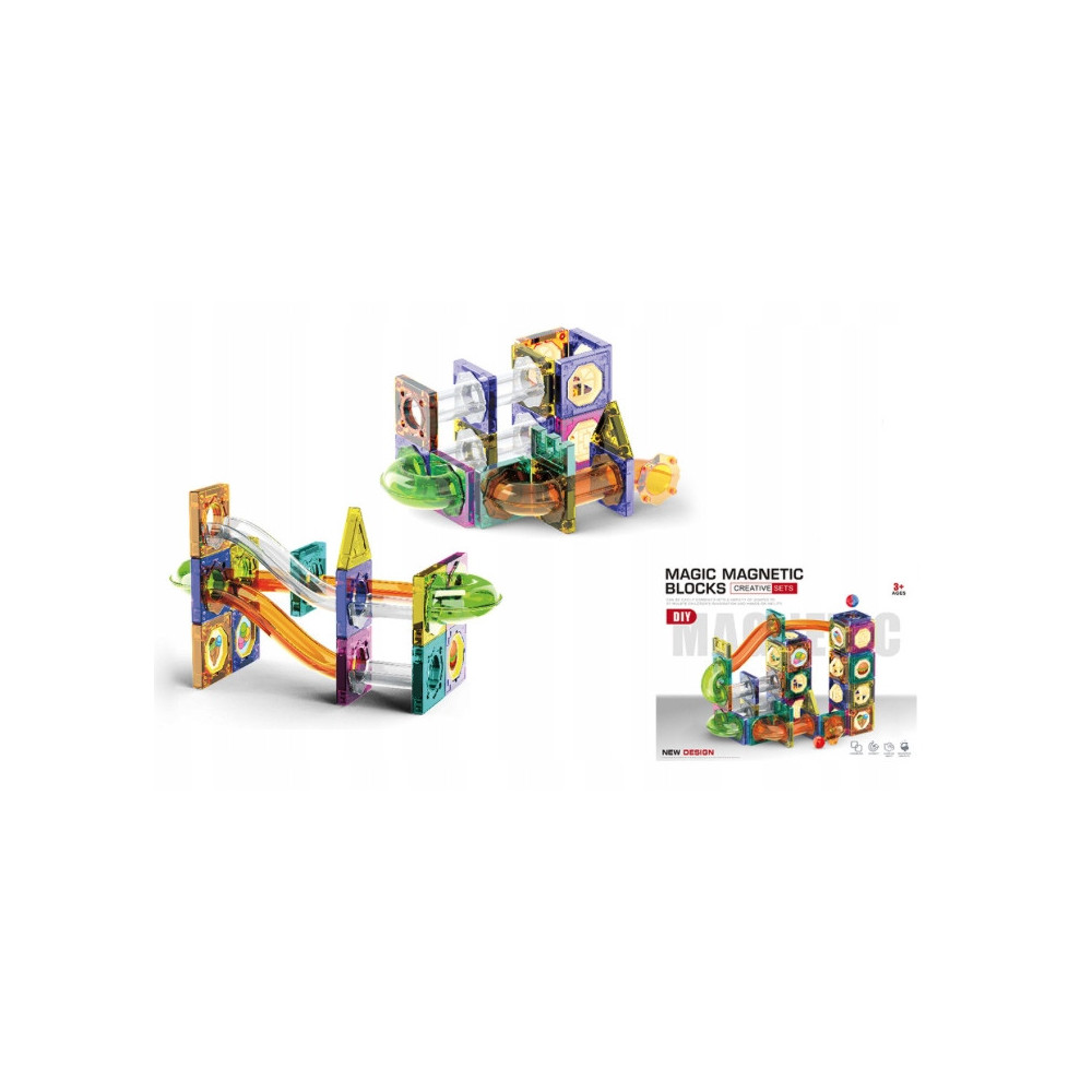 KLOCKI MAGNETYCZNE 3D TOR KULKOWY ŚWIECĄCY ZESTAW DIY 73 ELEMENTY