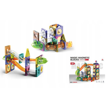 KLOCKI MAGNETYCZNE 3D TOR KULKOWY ŚWIECĄCY ZESTAW DIY 73 ELEMENTY