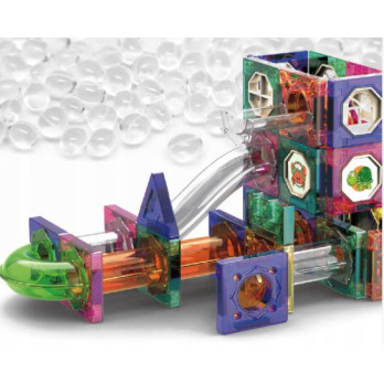 KLOCKI MAGNETYCZNE 3D TOR KULKOWY ŚWIECĄCY ZESTAW DIY 73 ELEMENTY
