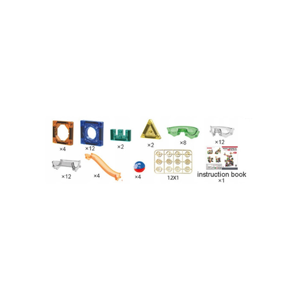 KLOCKI MAGNETYCZNE 3D TOR KULKOWY ŚWIECĄCY ZESTAW DIY 73 ELEMENTY