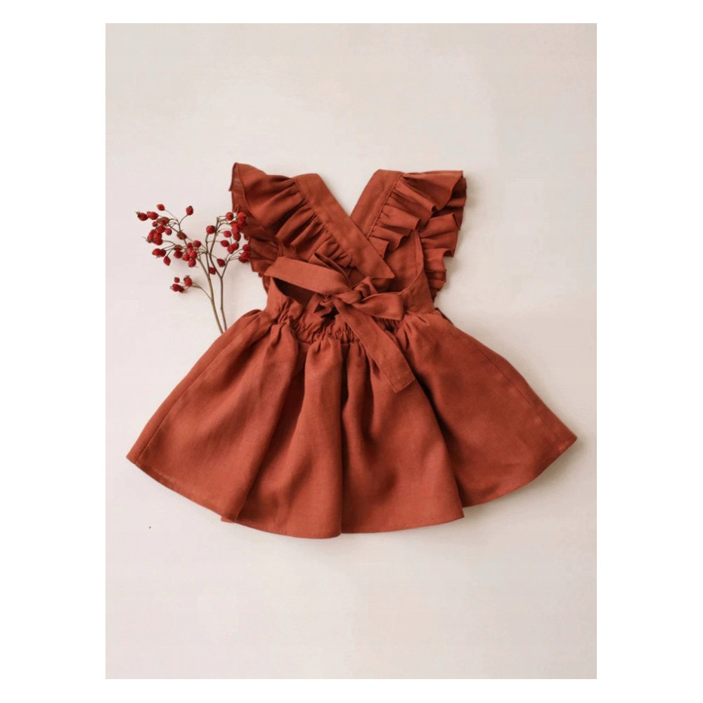 ŚLICZNA SUKIENKA SUKNIA DZIECIĘCA UROCZE FALBANY DZIEWCZĘCA CZERWONA 110