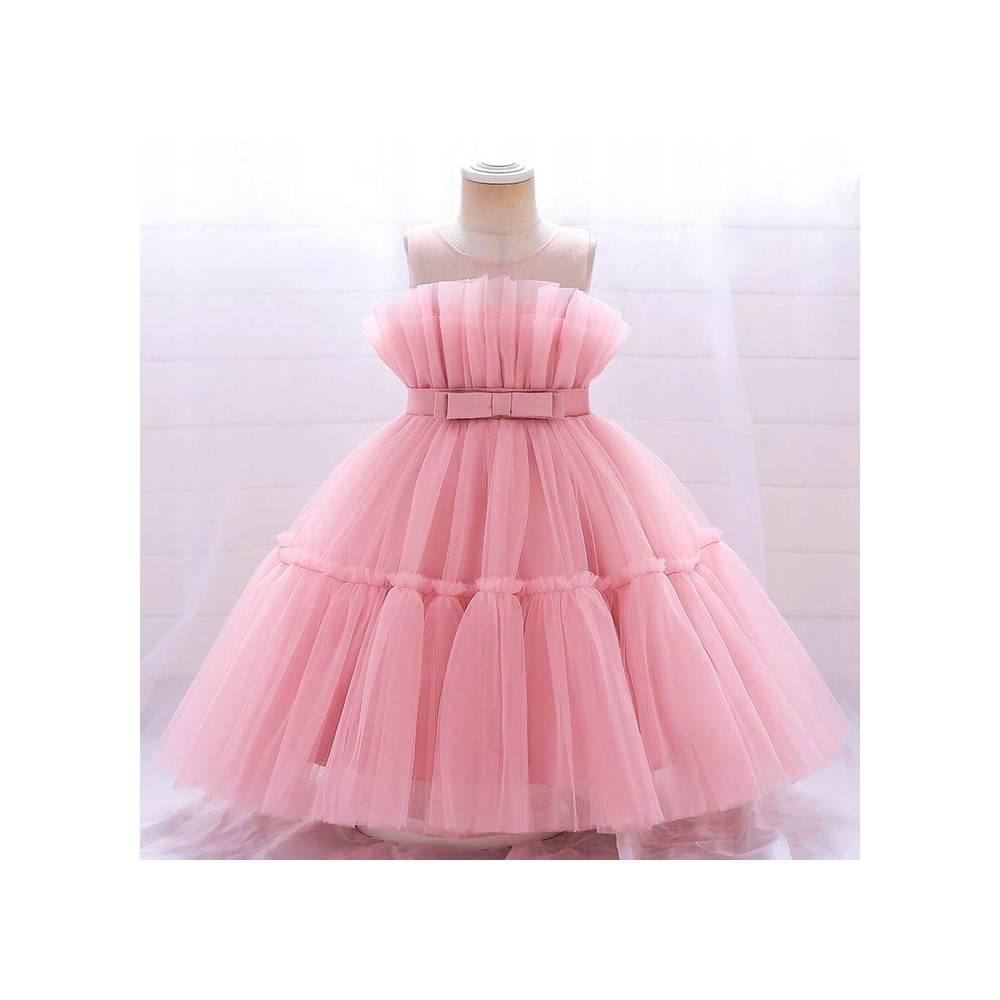 ŚLICZNA SUKIENKA DZIECIĘCA WIZYTOWA OKAZJE ROZKLOSZOWANA RÓŻOWA PINK 98/104