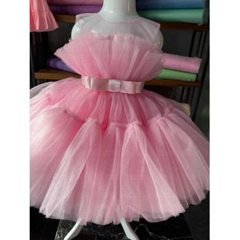 ŚLICZNA SUKIENKA DZIECIĘCA WIZYTOWA OKAZJE ROZKLOSZOWANA RÓŻOWA PINK 98/104