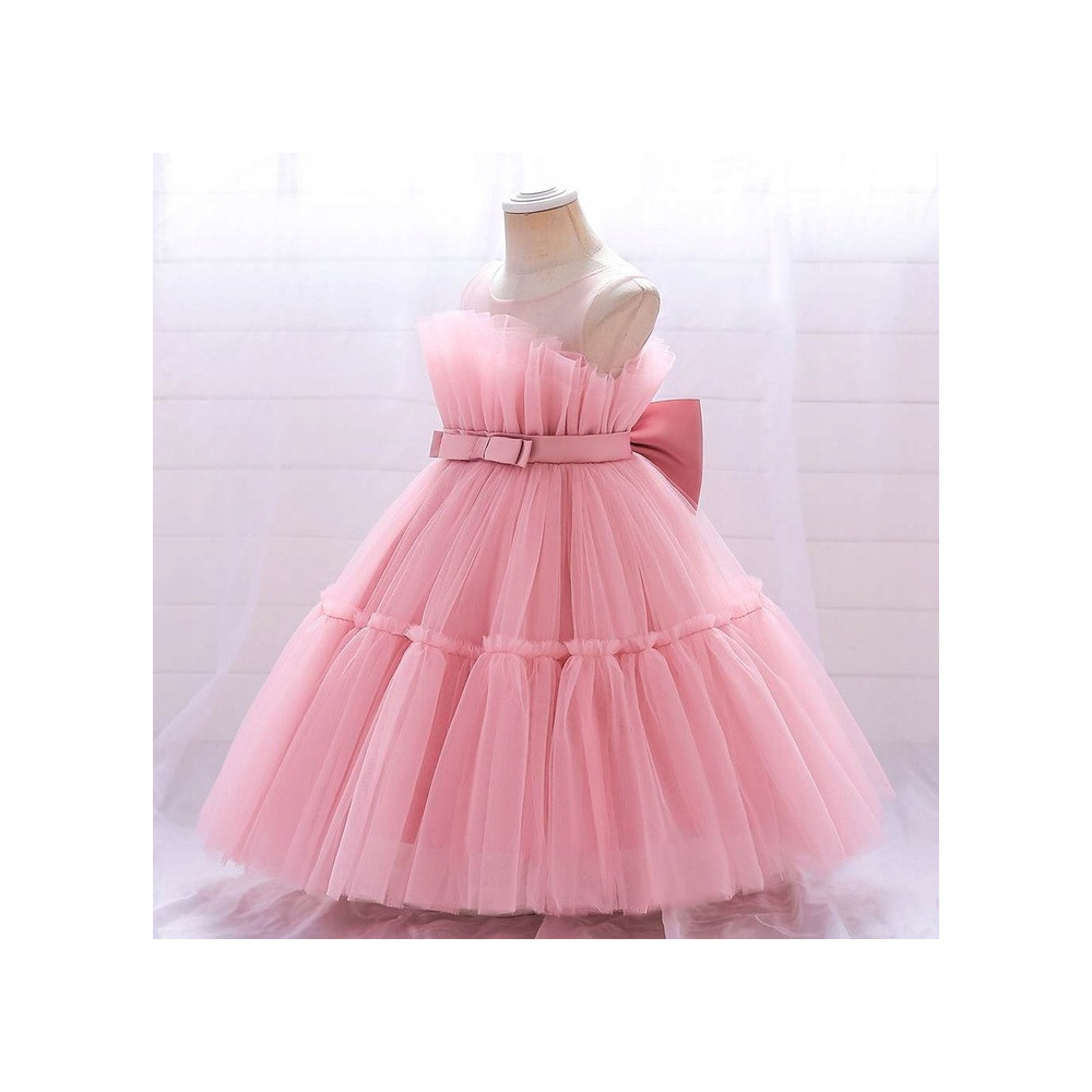 ŚLICZNA SUKIENKA DZIECIĘCA WIZYTOWA OKAZJE ROZKLOSZOWANA RÓŻOWA PINK 98/104