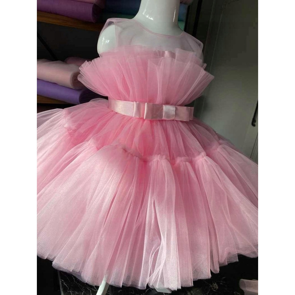 ŚLICZNA SUKIENKA DZIECIĘCA WIZYTOWA OKAZJE ROZKLOSZOWANA RÓŻOWA PINK 98/104