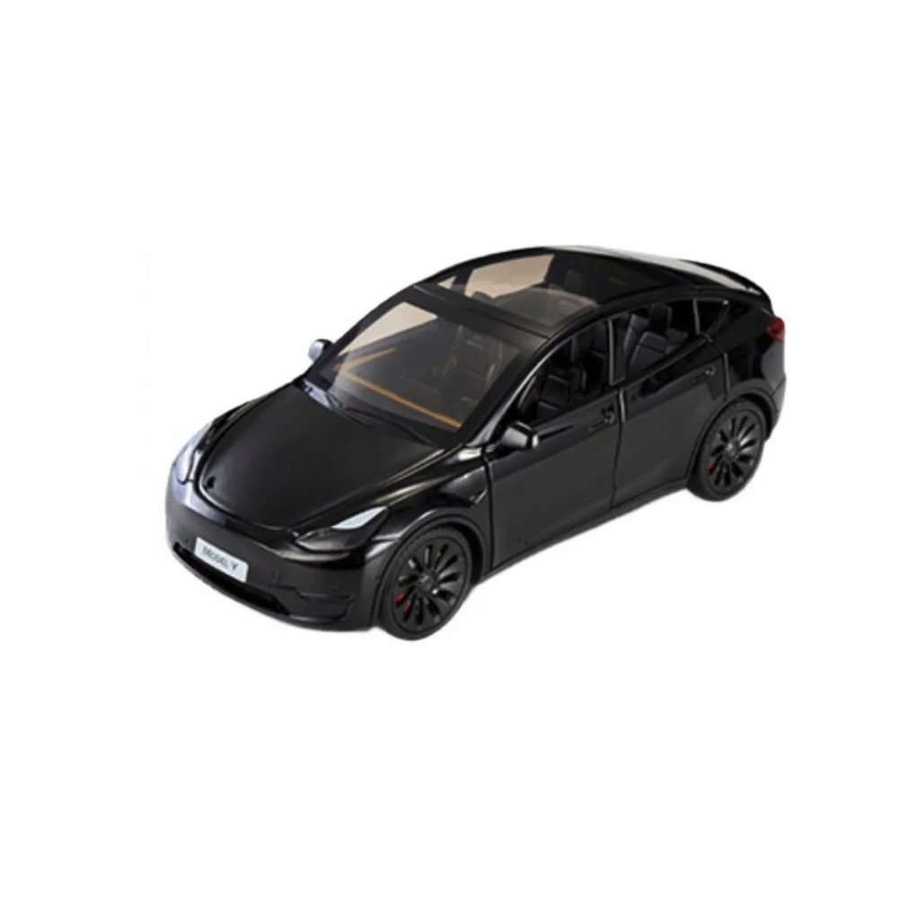 METALOWY MODEL TESLA Y 1:24 DŹWIĘK ŚWIATŁA LED OTWIERANE DRZWI CZARNA