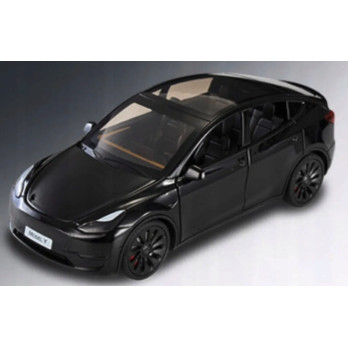 METALOWY MODEL TESLA Y 1:24 DŹWIĘK ŚWIATŁA LED OTWIERANE DRZWI CZARNA