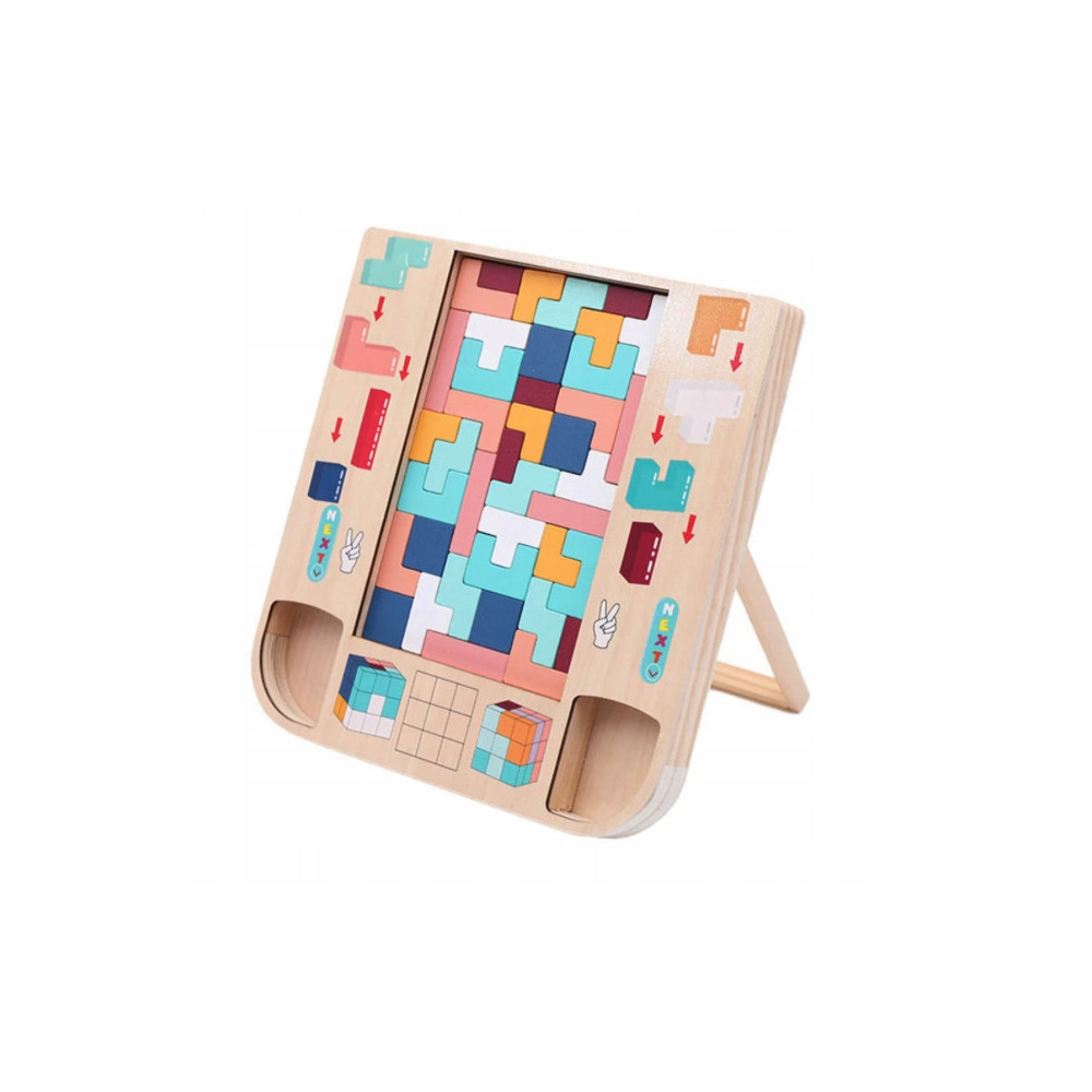 DREWNIANY TETRIS MONTESSORI DLA DZIECI SENSORYCZNA ZABAWKA EDUKACYJNA