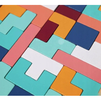 DREWNIANY TETRIS MONTESSORI DLA DZIECI SENSORYCZNA ZABAWKA EDUKACYJNA