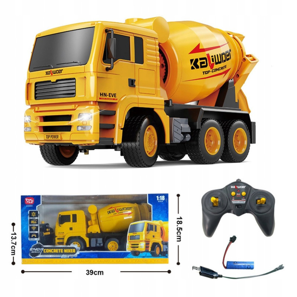 ZDALNIE STEROWANA BETONIARKA ES-13554 2.4G 1:18 SAMOCHÓD BUDOWLANY ZABAWKA