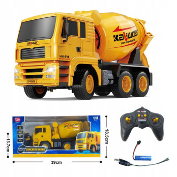 ZDALNIE STEROWANA BETONIARKA ES-13554 2.4G 1:18 SAMOCHÓD BUDOWLANY ZABAWKA