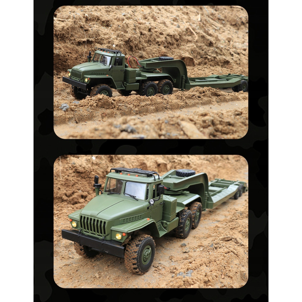 WOJSKOWY SAMOCHÓD ZDALNIE STEROWANY URAL MILITARY Z PRZYCZEPĄ 1/16 PREZENT