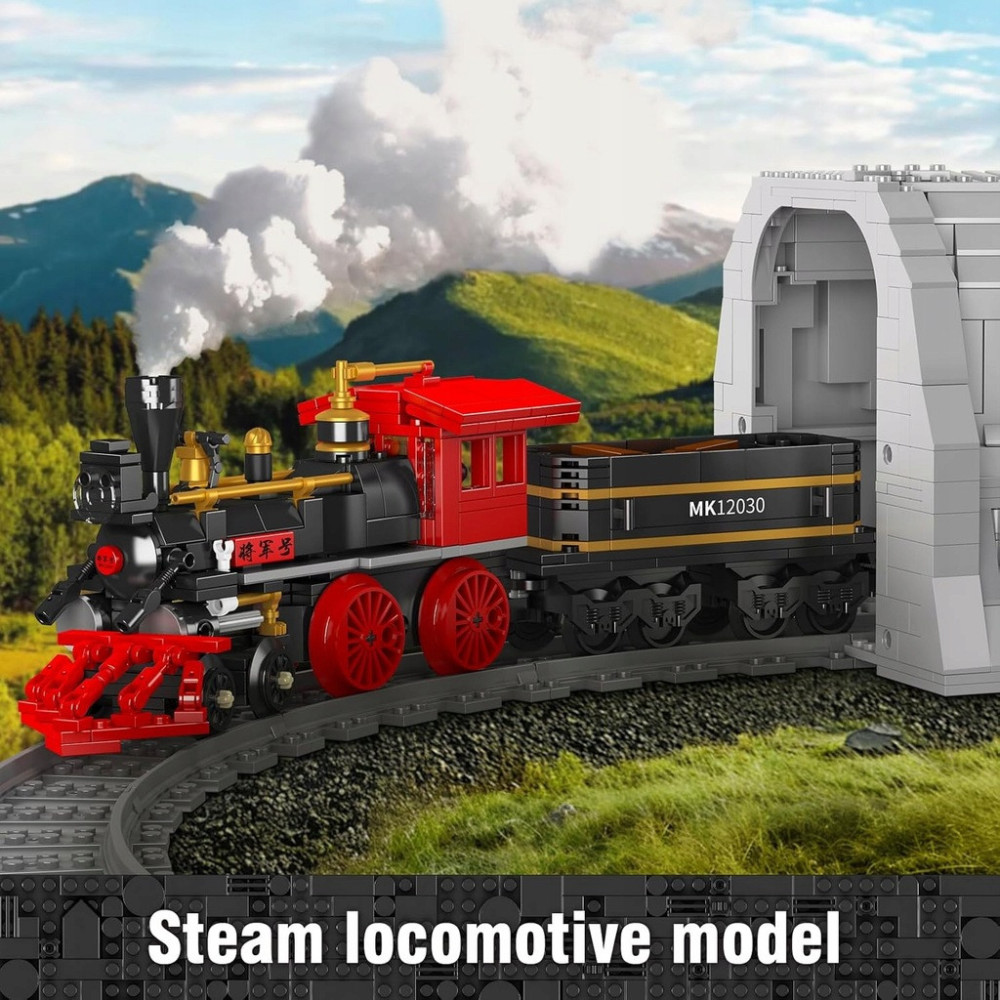 Mould King Zestaw Klocków Lokomotywa 12030 Parowa Silnik Wagon Pilot