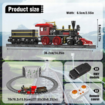 Mould King Zestaw Klocków Lokomotywa 12030 Parowa Silnik Wagon Pilot