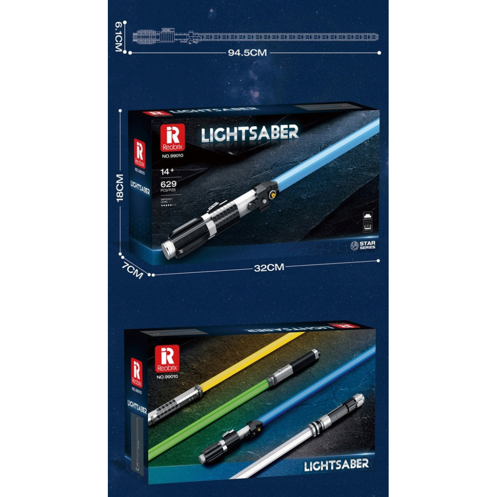 KLOCKI REOBRIX 99010 MIECZ ŚWIETLNY NIEBIESKI BLUE LIGHTSABER 629 elementy