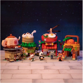 KLOCKI KUNG FU PANDA PANTASY MINI STREET VIEW STRAGAN Z HERBATĄ SHIFU 86507