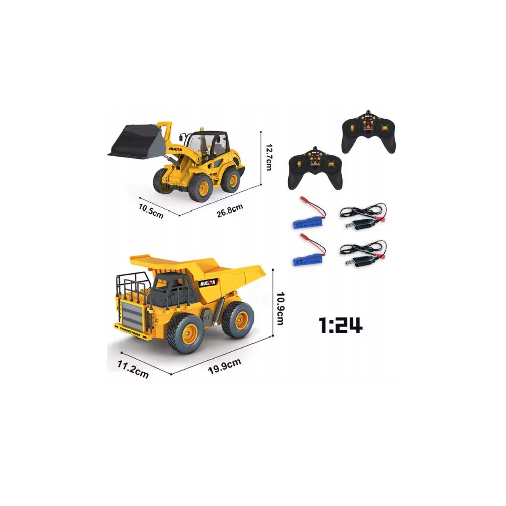 KOPARKA I WYWROTKA ZESTAW RC 1:24 HUINA 1515 ZDALNIE STEROWANE