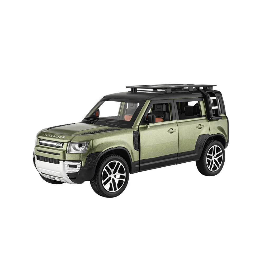 LAND ROVER DEFENDER METALOWY MODEL SAMOCHODU 1:24 DŹWIĘK ŚWIATŁO ZIELONY