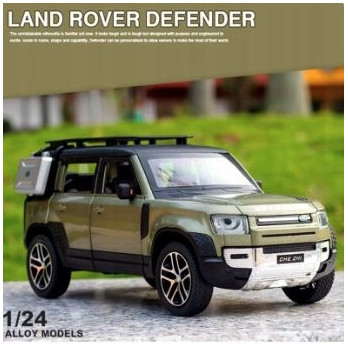 LAND ROVER DEFENDER METALOWY MODEL SAMOCHODU 1:24 DŹWIĘK ŚWIATŁO ZIELONY