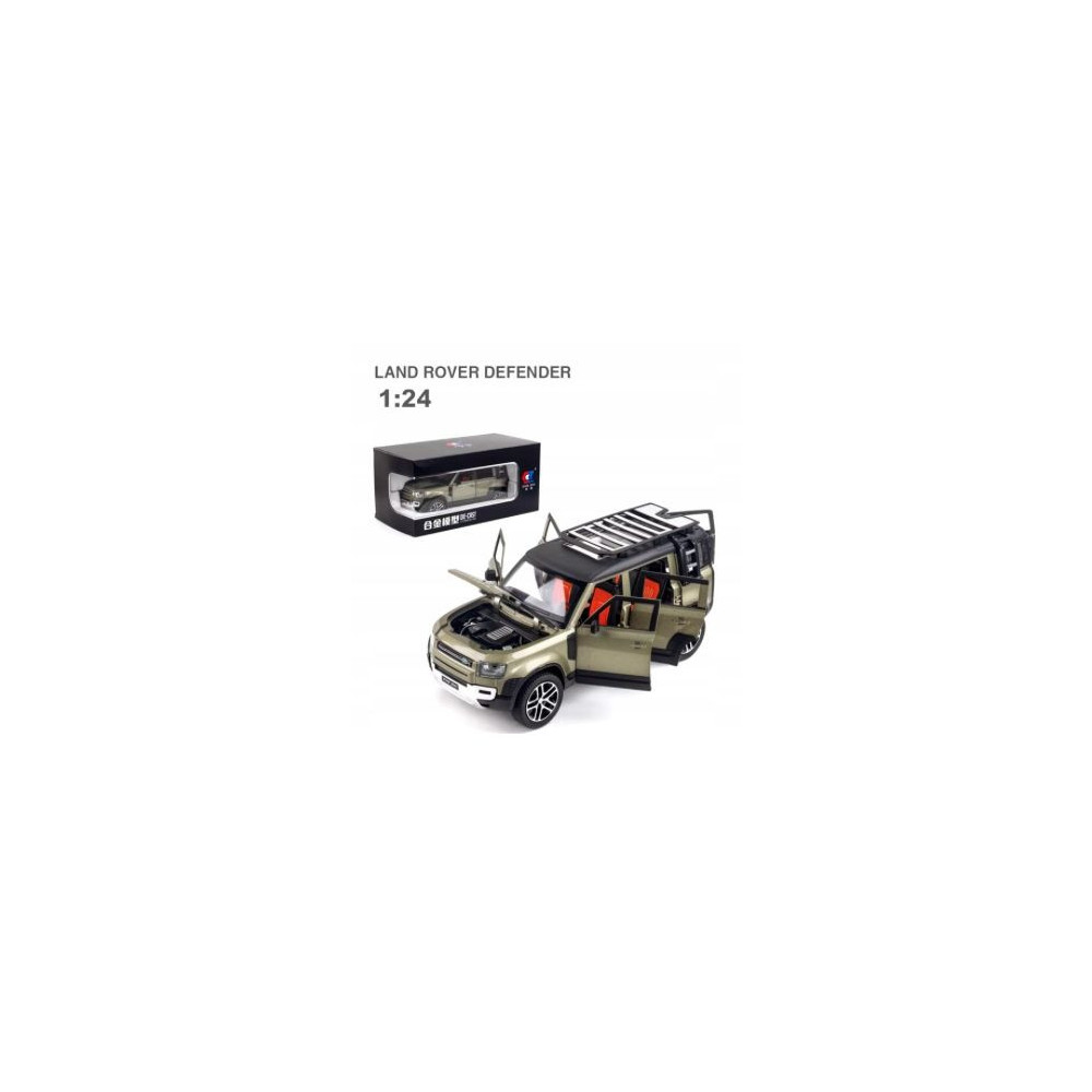 LAND ROVER DEFENDER METALOWY MODEL SAMOCHODU 1:24 DŹWIĘK ŚWIATŁO ZIELONY