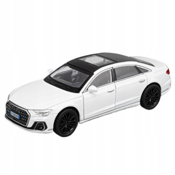AUDI A8 METALOWY MODEL SAMOCHODU 1:32 DŹWIĘK ŚWIATŁO PREZENT BIAŁY