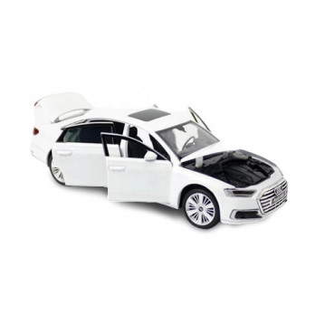 AUDI A8 METALOWY MODEL SAMOCHODU 1:32 DŹWIĘK ŚWIATŁO PREZENT BIAŁY