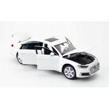AUDI A8 METALOWY MODEL SAMOCHODU 1:32 DŹWIĘK ŚWIATŁO PREZENT BIAŁY