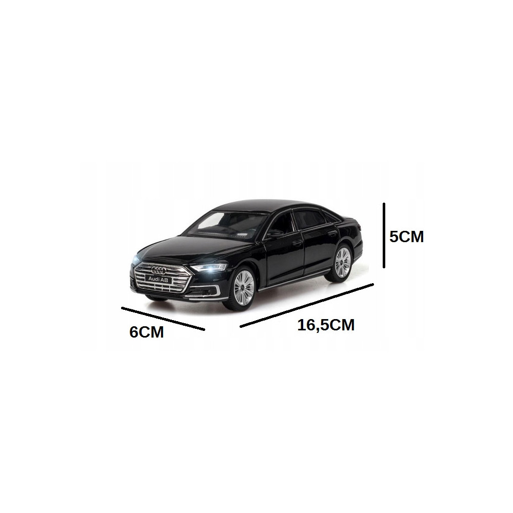 AUDI A8 METALOWY MODEL SAMOCHODU 1:32 DŹWIĘK ŚWIATŁO PREZENT BIAŁY