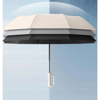 PARASOL PARASOLKA SKŁADANA AUTOMATYCZNA WZMOCNIONA WIATROODPORNA CZARNA