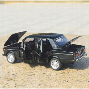 JIANYUAN LADA ROSYJSKI METALOWY MODEL SAMOCHODU 1:24 DŹWIĘK ŚWIATŁO CZARNY