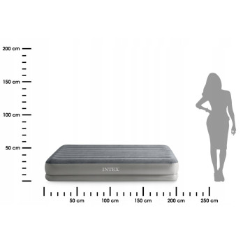 NOWY Materac dwuosobowy INTEX 64114 203 x 152 x 30 cm szary z pompką USB