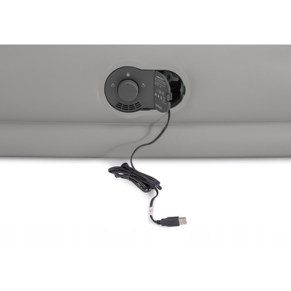 NOWY Materac dwuosobowy INTEX 64114 203 x 152 x 30 cm szary z pompką USB