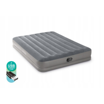 NOWY Materac dwuosobowy INTEX 64114 203 x 152 x 30 cm szary z pompką USB
