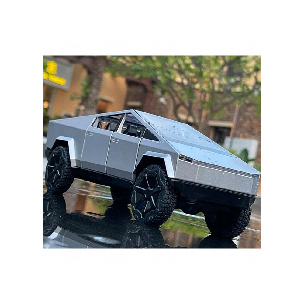 METALOWY MODEL TESLA CYBERTRUCK Z QUADEM 1:24 DŹWIĘK LED OTWIERANE DRZWI