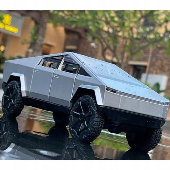 METALOWY MODEL TESLA CYBERTRUCK Z QUADEM 1:24 DŹWIĘK LED OTWIERANE DRZWI