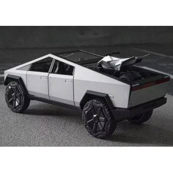 METALOWY MODEL TESLA CYBERTRUCK Z QUADEM 1:24 DŹWIĘK LED OTWIERANE DRZWI