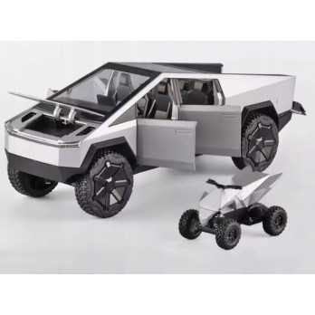 METALOWY MODEL TESLA CYBERTRUCK Z QUADEM 1:24 DŹWIĘK LED OTWIERANE DRZWI