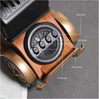 DREWNIANY GŁOŚNIK BLUETOOTH VINTAGE STOJAK NA TELEFON MINI STEREO PREZENT