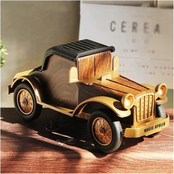 DREWNIANY GŁOŚNIK BLUETOOTH VINTAGE STOJAK NA TELEFON MINI STEREO PREZENT