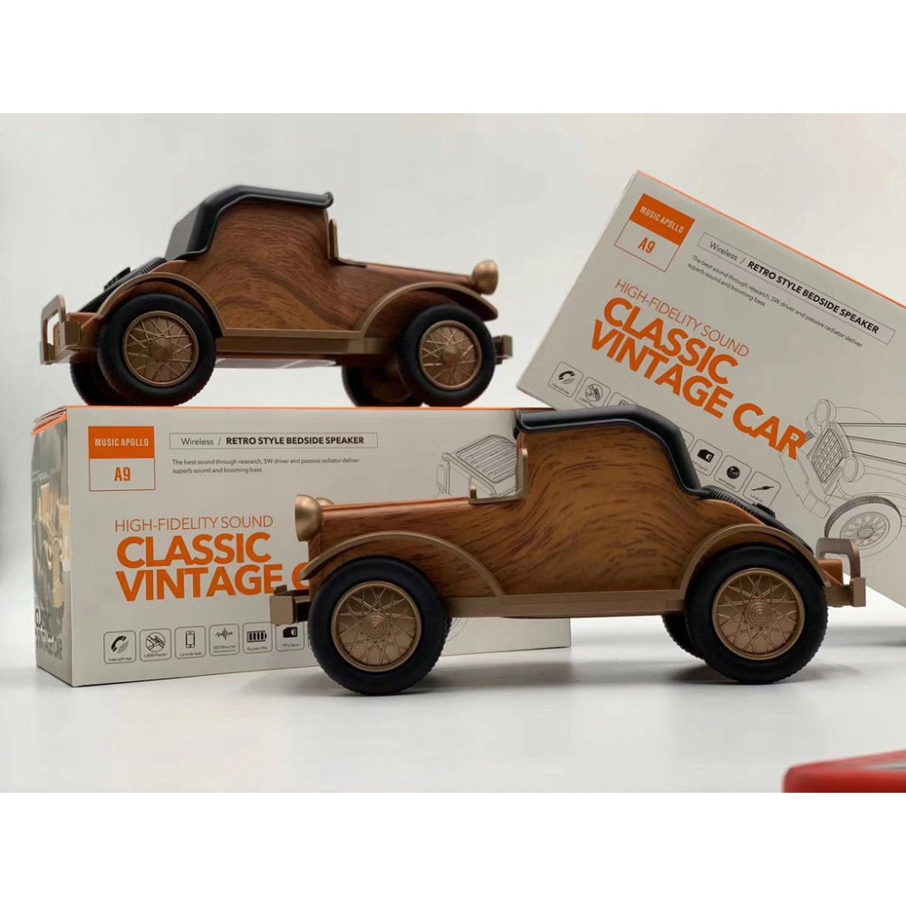 DREWNIANY GŁOŚNIK BLUETOOTH VINTAGE STOJAK NA TELEFON MINI STEREO PREZENT
