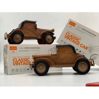DREWNIANY GŁOŚNIK BLUETOOTH VINTAGE STOJAK NA TELEFON MINI STEREO PREZENT