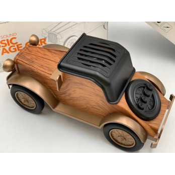 DREWNIANY GŁOŚNIK BLUETOOTH VINTAGE STOJAK NA TELEFON MINI STEREO PREZENT
