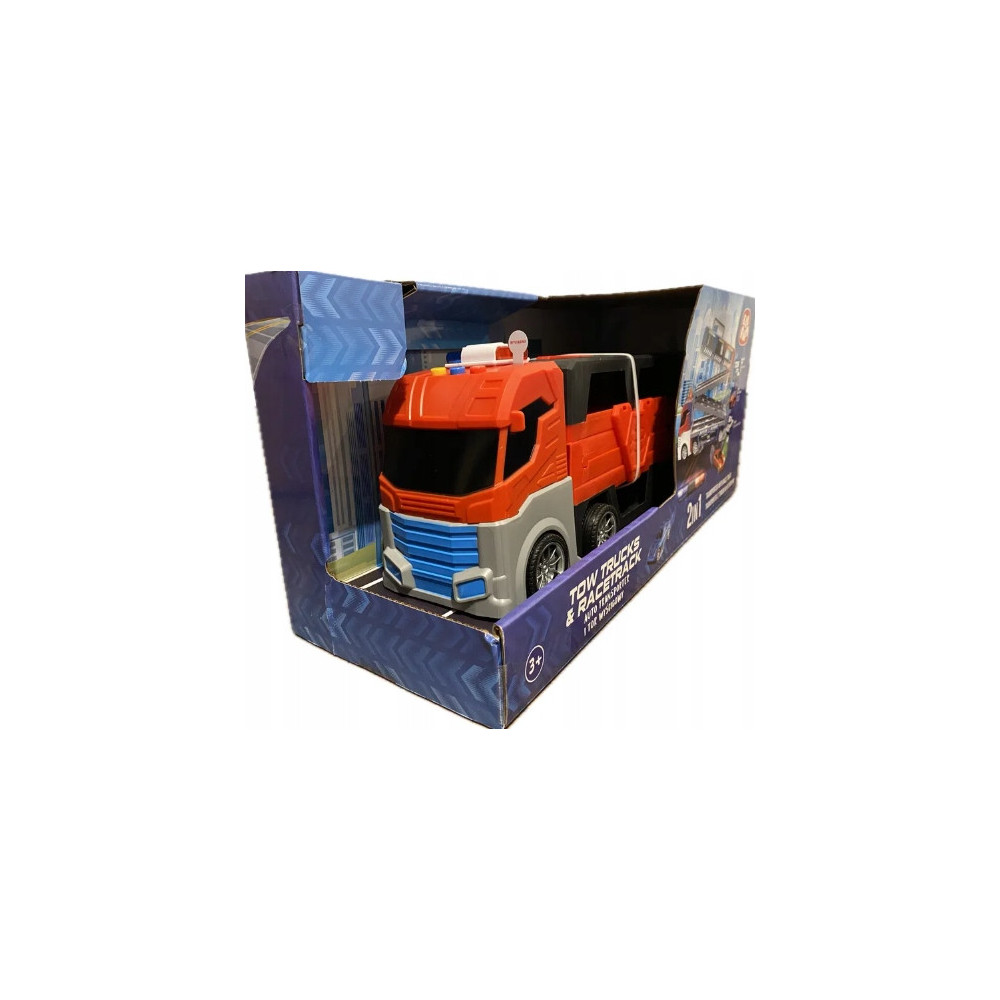 ELEFUN 2w1 Auto transporter i tor wyścigowy + 8 autek 135 cm czerwony 822